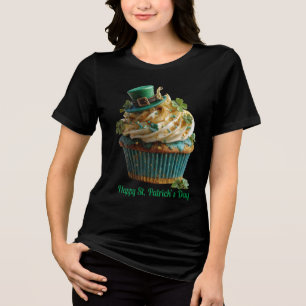 Camiseta Triblenda Feliz día de San Patricio Cupcake Afortunado
