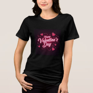 Camiseta Triblenda Feliz Día de San Valentín Neon Glow T-Shirt Design