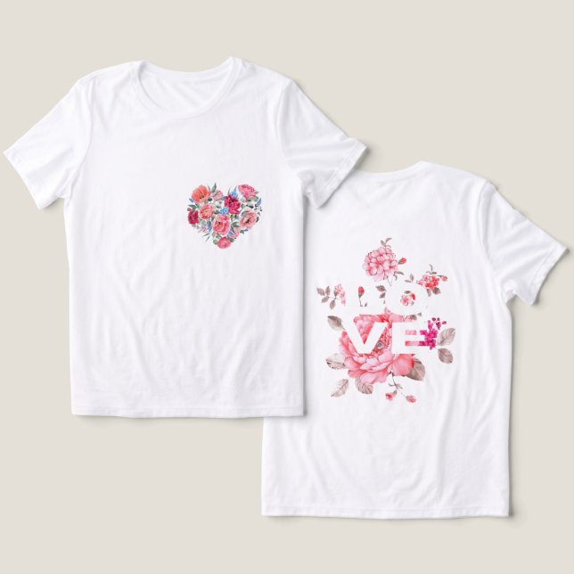 Camiseta Triblenda feliz día de San Valentín, rosa y rojo, corazones  (Diseño Anverso y Reverso)