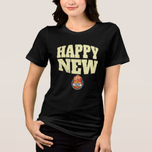 Camiseta Triblenda Feliz diseño del saludo de Año Nuevo