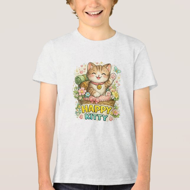 Camiseta Triblenda Feliz Gatito (Anverso)