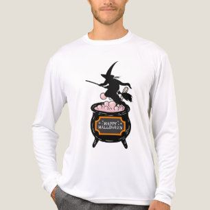 Camiseta Triblenda Feliz Halloween Bruja Caldero Escoba
