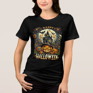 Camiseta Triblenda Feliz Halloween Casa Embrujada Espeluznante y Cala