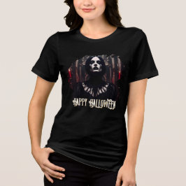 Camiseta Triblenda Feliz Halloween - Celebración Gótica Oscura