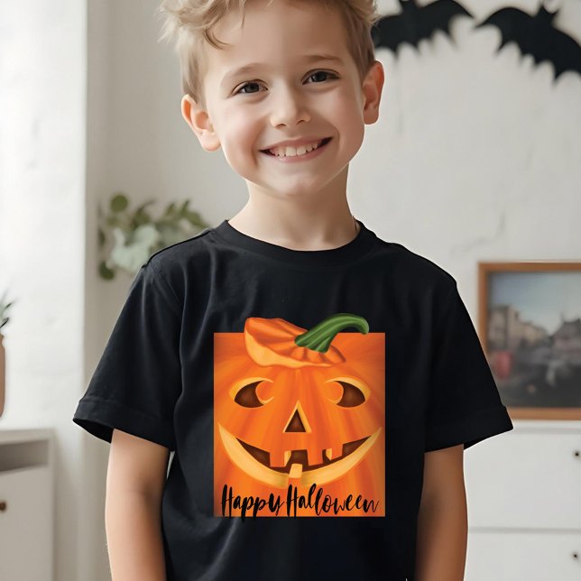 Camiseta Triblenda Feliz Halloween Elegante Calabaza tallada de Hallo (Happy Halloween Stylish Carved Halloween Pumpkin Tri-Blend Shirt)