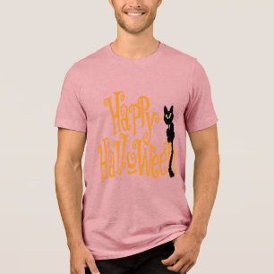 CAMISETA TRIBLENDA FELIZ HALLOWEEN GATO