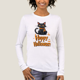 Camiseta Triblenda Feliz Halloween Gato Negro Murciélagos 🐈‍⬛
