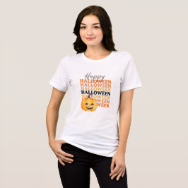Camiseta Triblenda Feliz Halloween repitiendo texto con Jack-o'-Lante