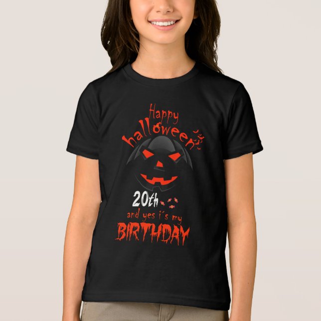 Camiseta Triblenda Feliz Halloween Sí es mi vigésimo cumpleaños (Anverso)