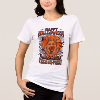 Camiseta Triblenda Feliz Halloween Truco o Trato Pastor Alemán Calaba