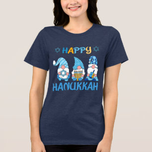 Camiseta Triblenda Feliz Hanukkah Gnomes Dreidel Menorah