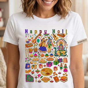 Camiseta Triblenda Feliz Holi Colorido Festival Tradicional Indio