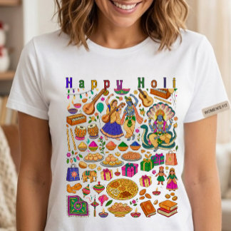 Camiseta Triblenda Feliz Holi Colorido Festival Tradicional Indio