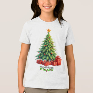 Camiseta Triblenda Feliz Navidad, árbol decorado,