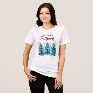 Camiseta Triblenda Feliz Navidad Árboles forestales modernos camiseta