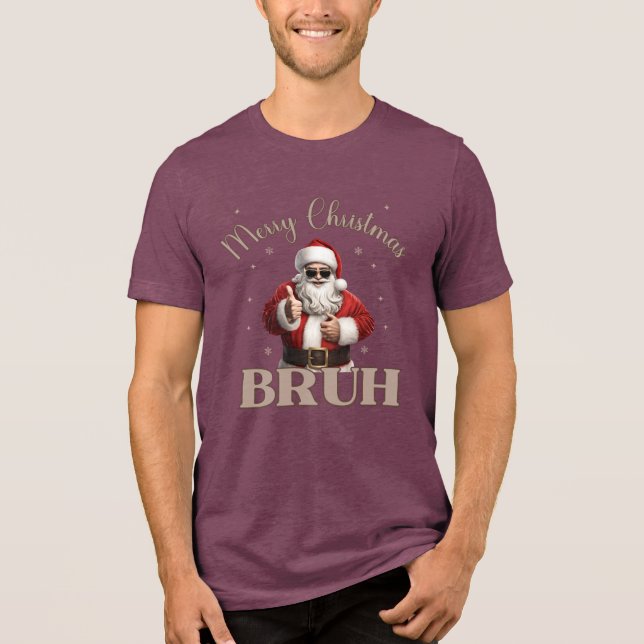 Camiseta Triblenda Feliz Navidad BRUH Gracioso diseño camiseta (Anverso)