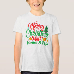 Camiseta Triblenda Feliz Navidad con Mamma y Papa-42705