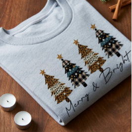 Camiseta Triblenda Feliz Navidad Cuadros y Estampado de Leopardo