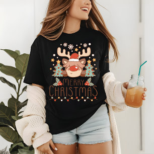 Camiseta Triblenda Feliz Navidad, dulce y caprichoso reno festivo