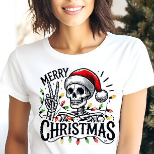 Camiseta Triblenda Feliz Navidad Esqueleto Signo de Paz