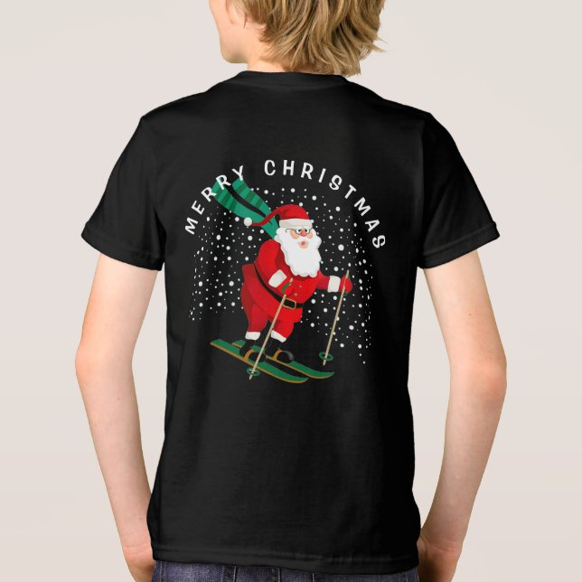 Camiseta Triblenda Feliz Navidad Esquí Santa Invierno Personalizado (Reverso )