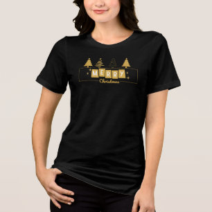 Camiseta Triblenda Feliz Navidad Golden Typography Graphics 2024