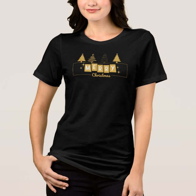 Camiseta Triblenda Feliz Navidad Golden Typography Graphics 2024 (Anverso)