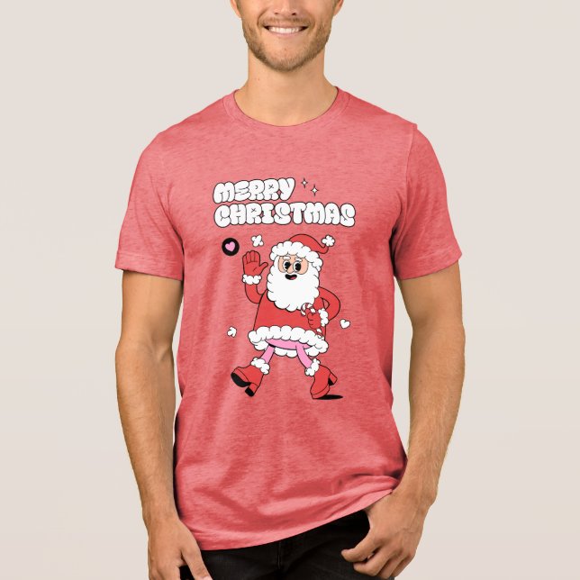 Camiseta Triblenda Feliz Navidad - Groovy Santa Strut (Anverso)