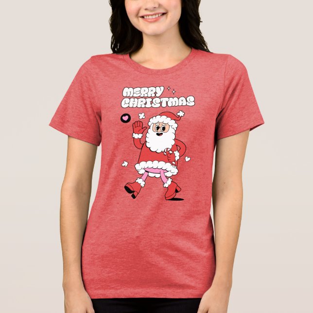 Camiseta Triblenda Feliz Navidad - Groovy Santa Strut (Anverso)