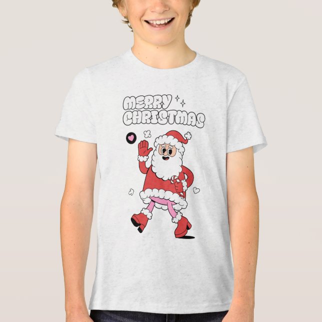 Camiseta Triblenda Feliz Navidad - Groovy Santa Strut (Anverso)