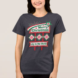 Camiseta Triblenda Feliz Navidad Retro Marquee - Alegría al mundo
