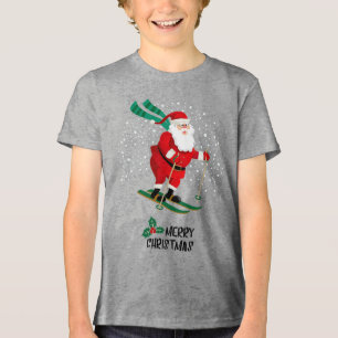 Camiseta Triblenda Feliz Navidad Salto de invierno Santa Claus