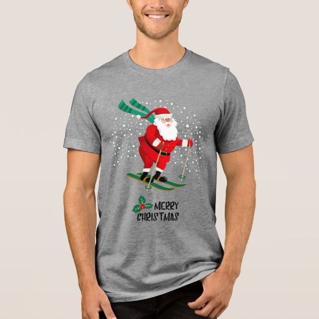 Camiseta Triblenda Feliz Navidad Salto de invierno Santa Claus (Anverso)
