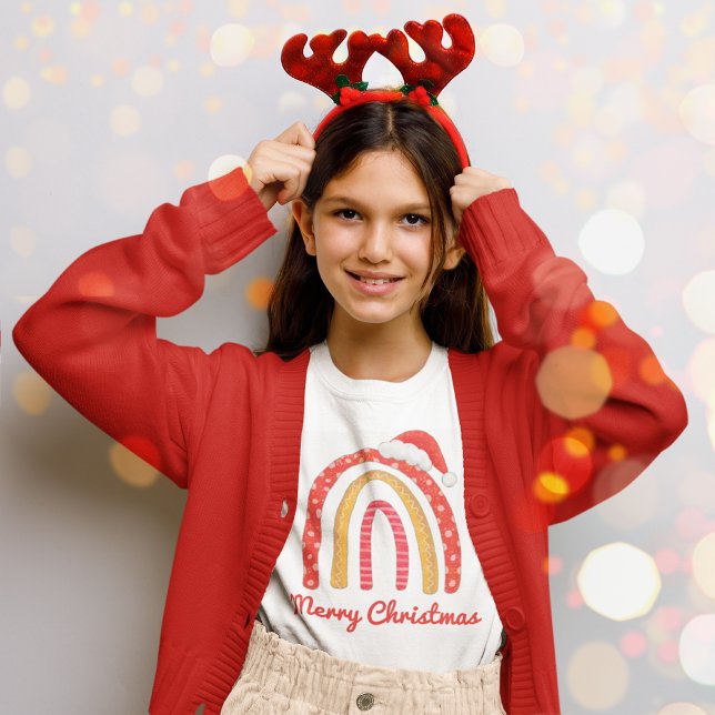 Camiseta Triblenda Feliz Navidad Santa Hat Rainbow Personalizado (Subido por el creador)