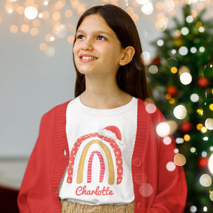 Camiseta Triblenda Feliz Navidad Santa Hat Rainbow Personalizado T-S