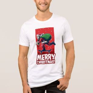 Camiseta Triblenda Feliz Navidad Skateboarding Santa   Vacaciones