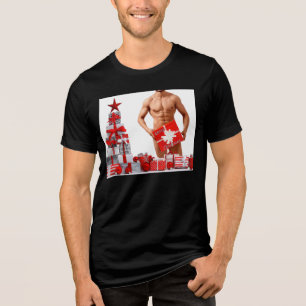 Camiseta Triblenda Feliz Navidad SlipperyJoe regalo rojo blanco plata