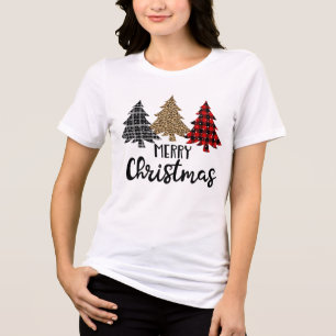 Camiseta Triblenda Feliz Navidad y arboles navideños