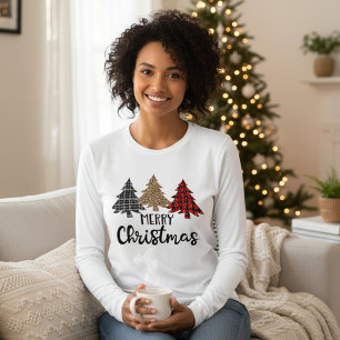 Camiseta Triblenda Feliz Navidad y arboles navideños