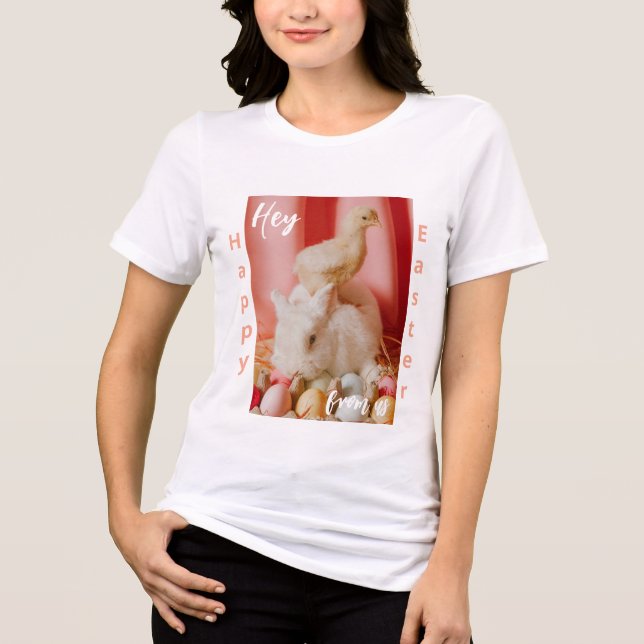Camiseta Triblenda Feliz Pascua desde nosotros (Anverso)