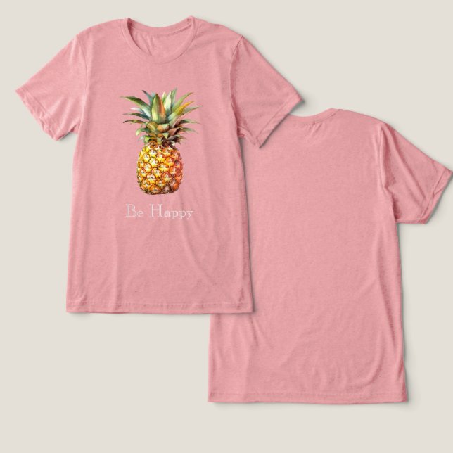 Camiseta Triblenda Feliz piña tropical (Diseño Anverso y Reverso)