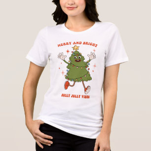 Camiseta Triblenda Feliz y brillante fiesta en el árbol de Navidad