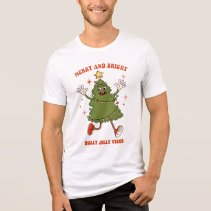 Camiseta Triblenda Feliz y brillante fiesta en el árbol de Navidad