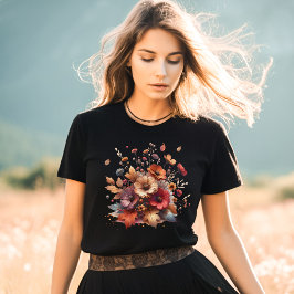 Camiseta Triblenda Femeninas de las Flores Silvestres de Otoño
