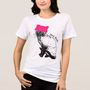 Camiseta Triblenda Feminista resiste a gato Gorra rosa permanece mole