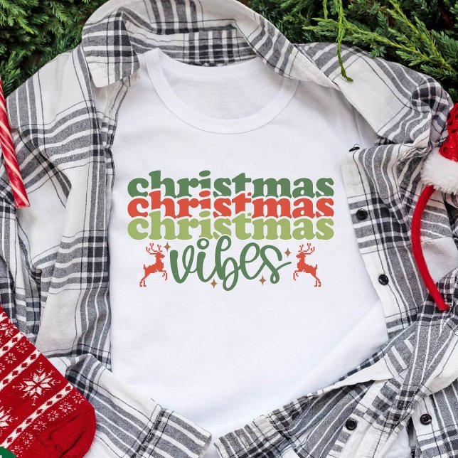 Camiseta Triblenda Feriadas de los Navidades Vibes Retro Groovy (Christmas Vibes Retro Groovy Christmas Holidays T-Shirt)