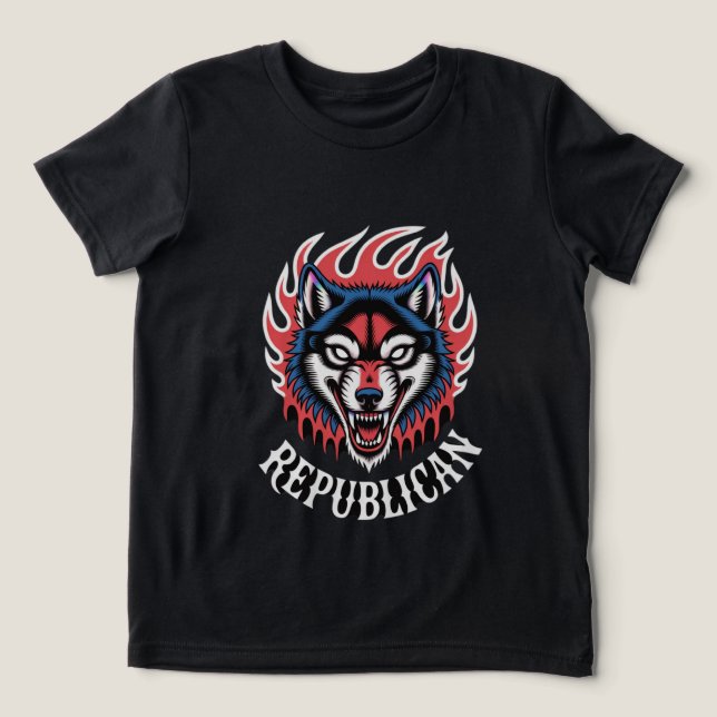 Camiseta Triblenda Feroy Wolf Head Aggressive Fire Wolf Bold Animal (Diseño delantero )