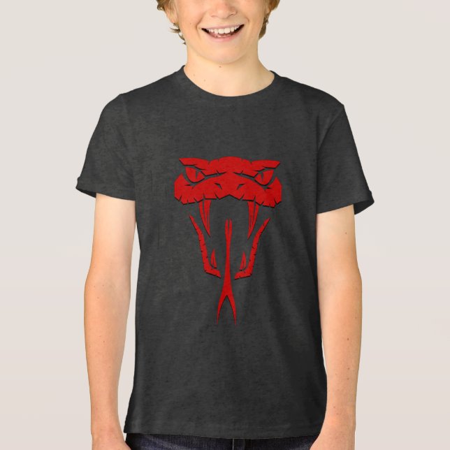 Camiseta Triblenda Feroz cara de serpiente roja Bella+Canvas Youth (Anverso)