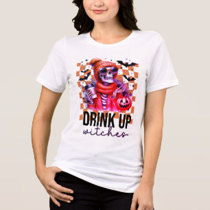 Camiseta Triblenda Festival de Otoño de Halloween Esqueleto Café