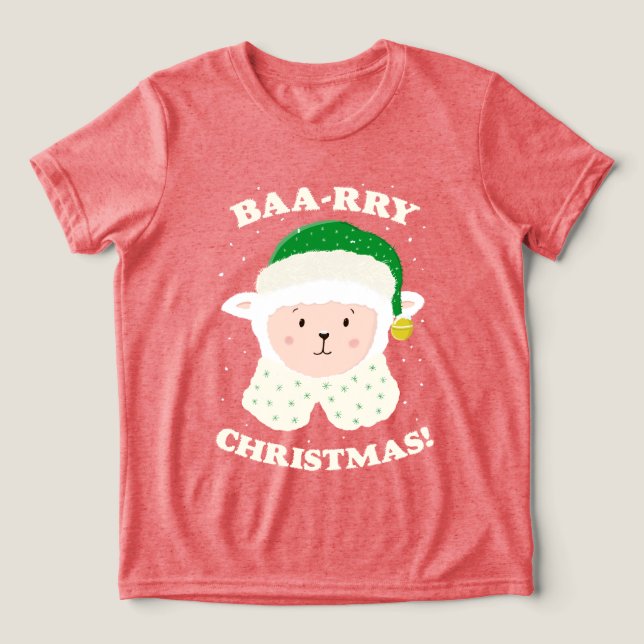 Camiseta Triblenda Festive Sheep Says Baa-rry Christmas! (Diseño delantero )